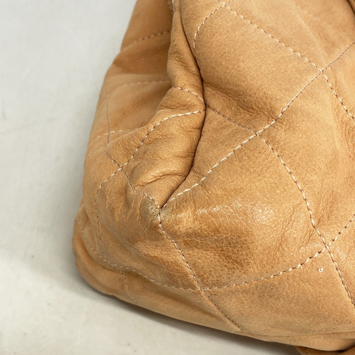 Chanel Shoulder Bag Quilted Leather Orange Gold — view 8