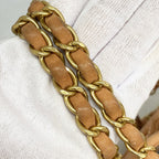Chanel Shoulder Bag Quilted Leather Orange Gold — view 7