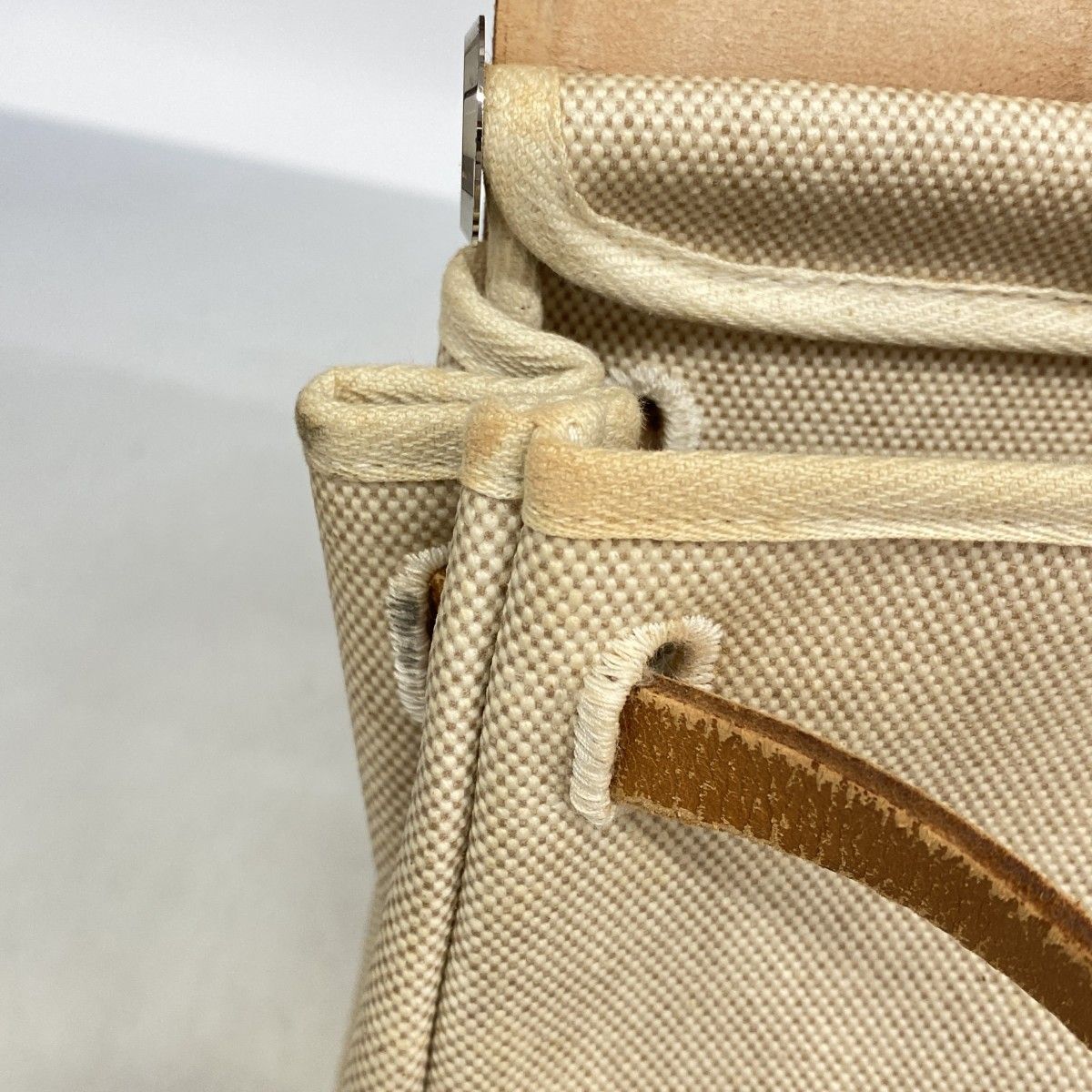 Hermes Handbag Herbag PM Toile Ash Natural Silver 2-Way — view 9