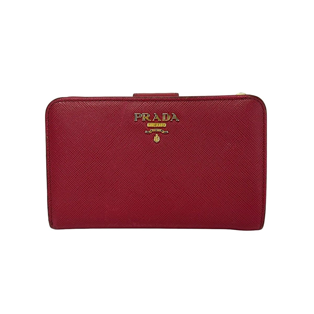 Prada Bifold Wallet Red Leather