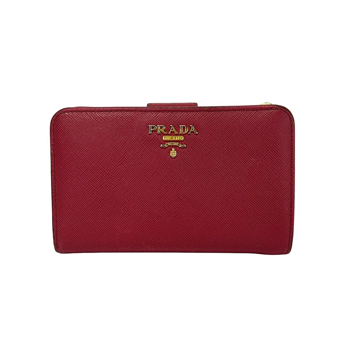 Prada Bifold Wallet Red Leather
