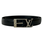 Louis Vuitton Belt 105 42 Ceinture Anagram 30 Black Silver Leather