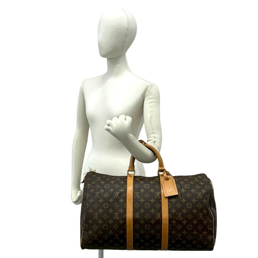 Louis Vuitton Vintage Keepall 50 Monogram Leather Boston Bag Brown — view 2