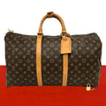 Louis Vuitton Vintage Keepall 50 Monogram Leather Boston Bag Brown