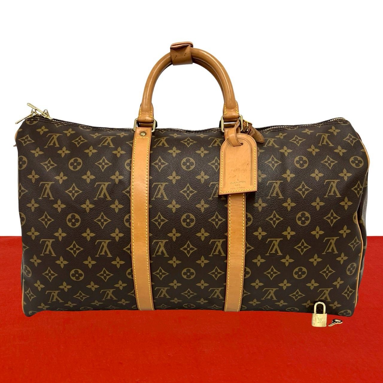 Louis Vuitton Vintage Keepall 50 Monogram Leather Boston Bag Brown