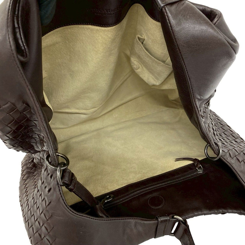 Bottega Veneta Campana Intrecciato Leather Shoulder Bag Brown — view 9