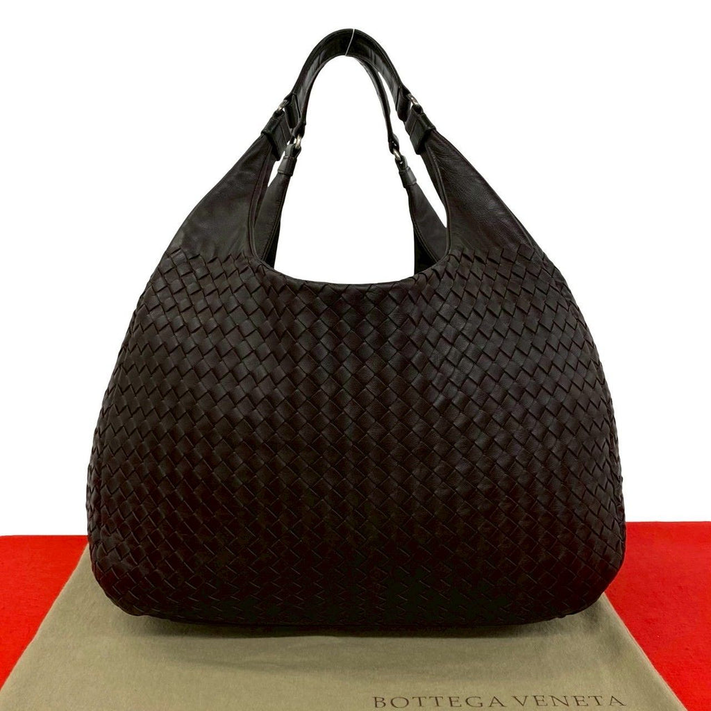Bottega Veneta Campana Intrecciato Leather Shoulder Bag Brown