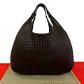 Bottega Veneta Campana Intrecciato Leather Shoulder Bag Brown