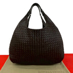 Bottega Veneta Campana Intrecciato Leather Shoulder Bag Brown