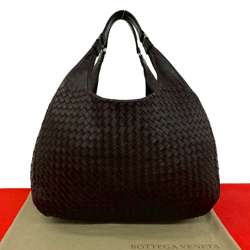 Bottega Veneta Campana Intrecciato Leather Shoulder Bag Brown