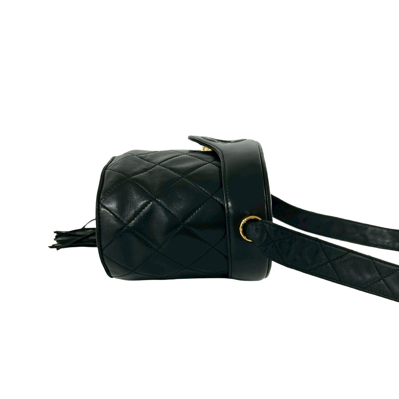 Chanel And Vintage CC Logo Lambskin Tassel Shoulder Bag Vanity Black — view 6