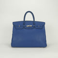 Hermes Birkin 40 Tote Togo Blue France Silver