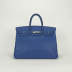 Hermes Birkin 40 Tote Togo Blue France Silver
