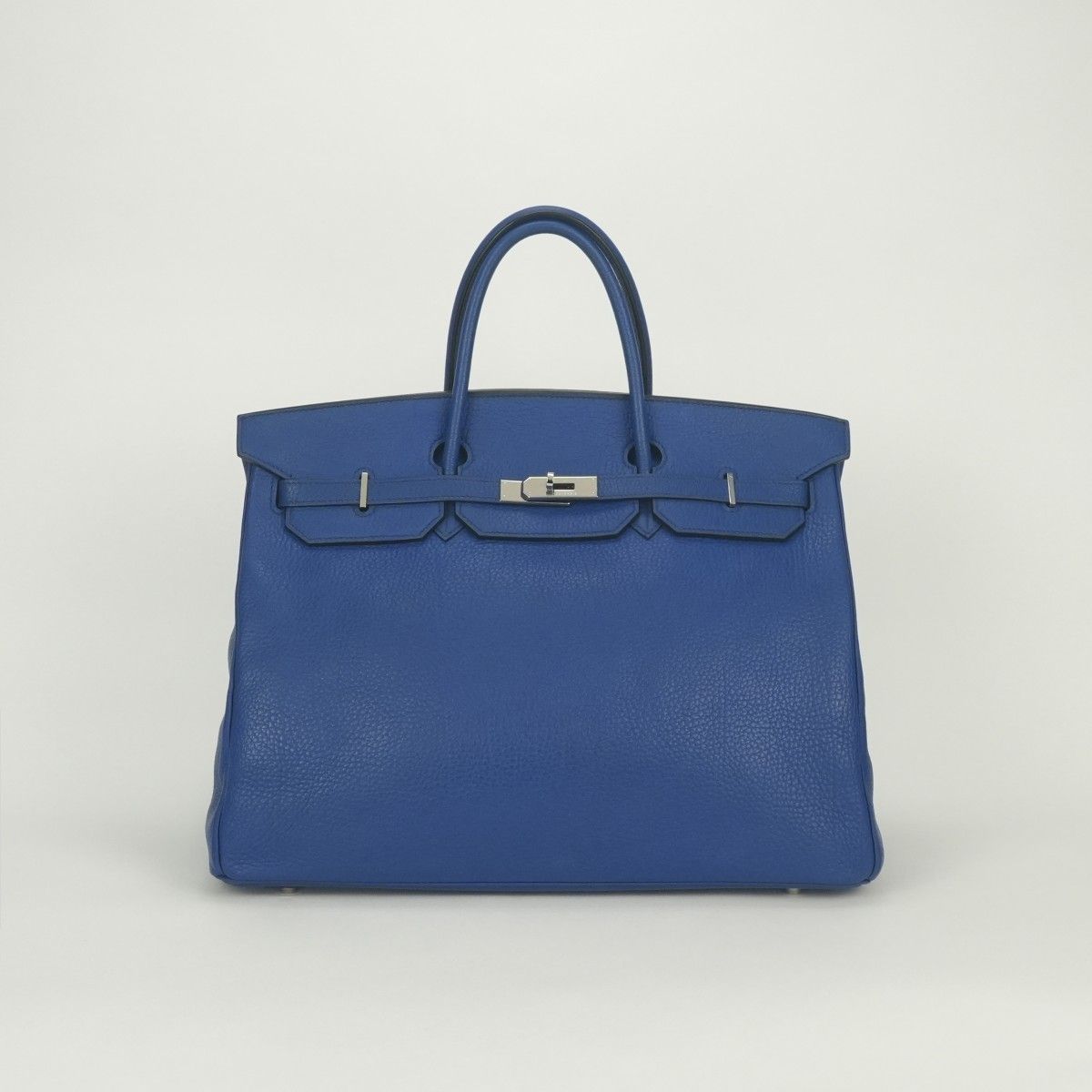 Hermes Birkin 40 Tote Togo Blue France Silver