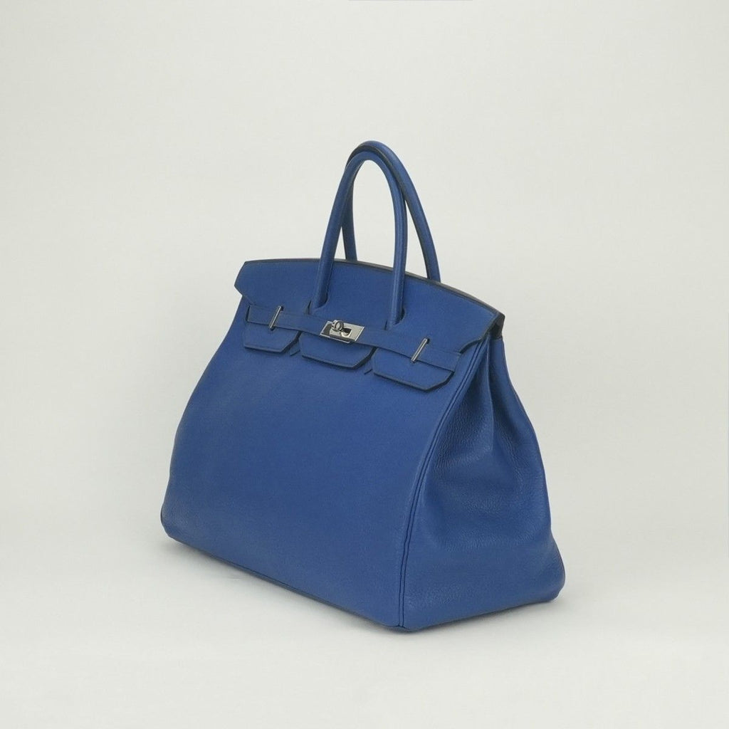 Hermes Birkin 40 Tote Togo Blue France Silver — view 2