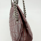 Chanel CC Logo Quilted Chain Shoulder Bag Leather Bordeaux Red Silver Vintage — view 7