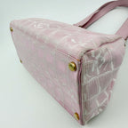 Chanel New Travel Line CC Logo Handbag Nylon Leather Pink Gold Vintage — view 8