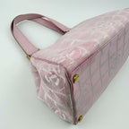 Chanel New Travel Line CC Logo Handbag Nylon Leather Pink Gold Vintage — view 9