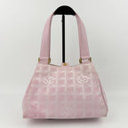 Chanel New Travel Line CC Logo Handbag Nylon Leather Pink Gold Vintage — view 3