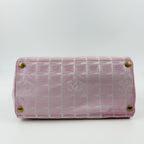 Chanel New Travel Line CC Logo Handbag Nylon Leather Pink Gold Vintage — view 6