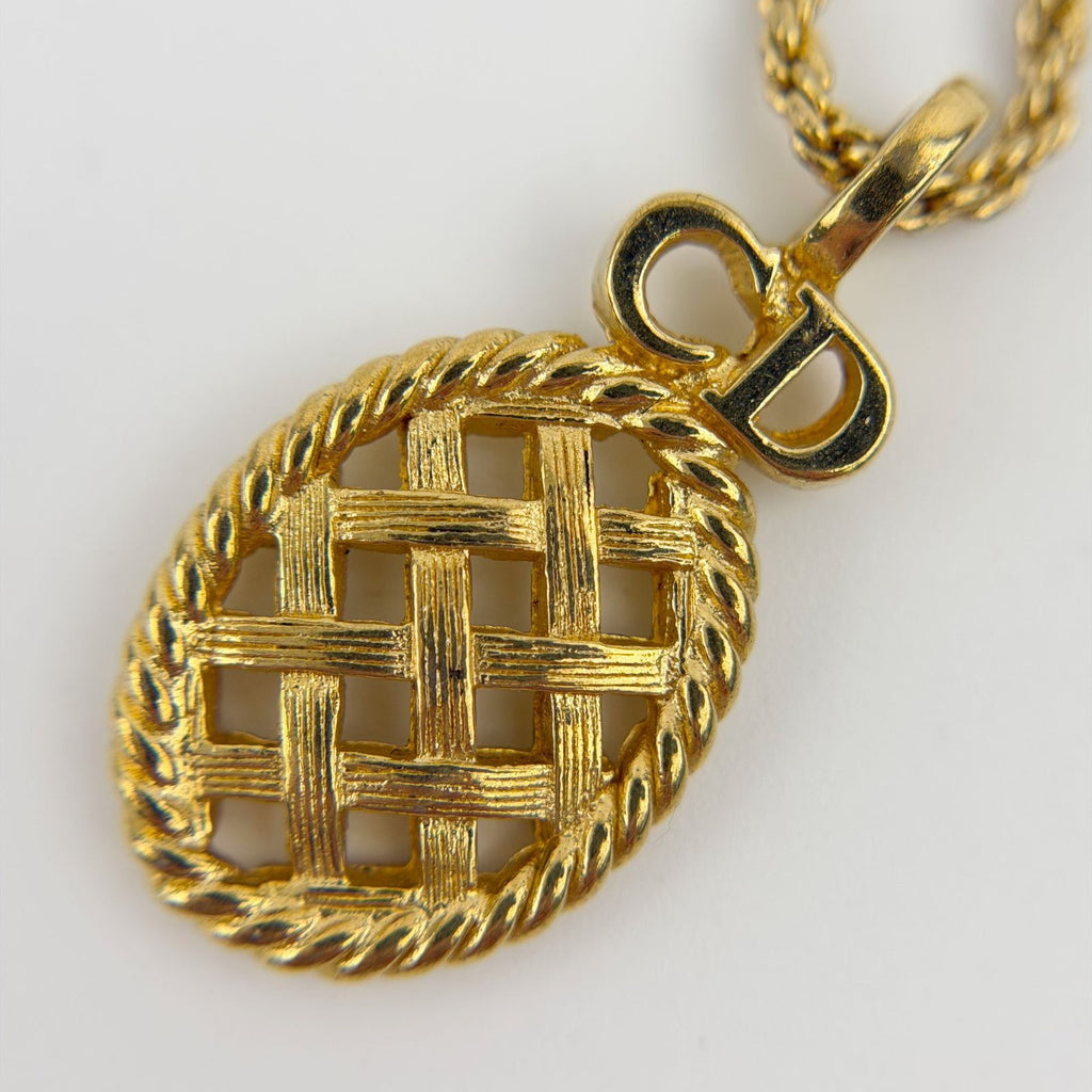 Dior CD Logo Necklace Plated Gold Vintage — view 4