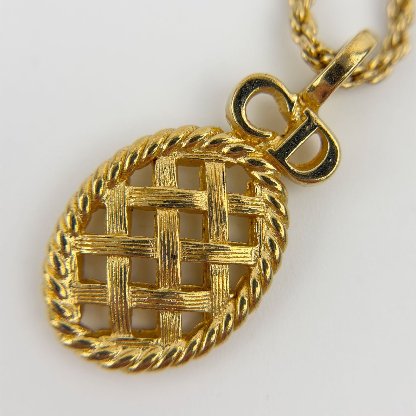 Dior CD Logo Necklace Plated Gold Vintage — view 4