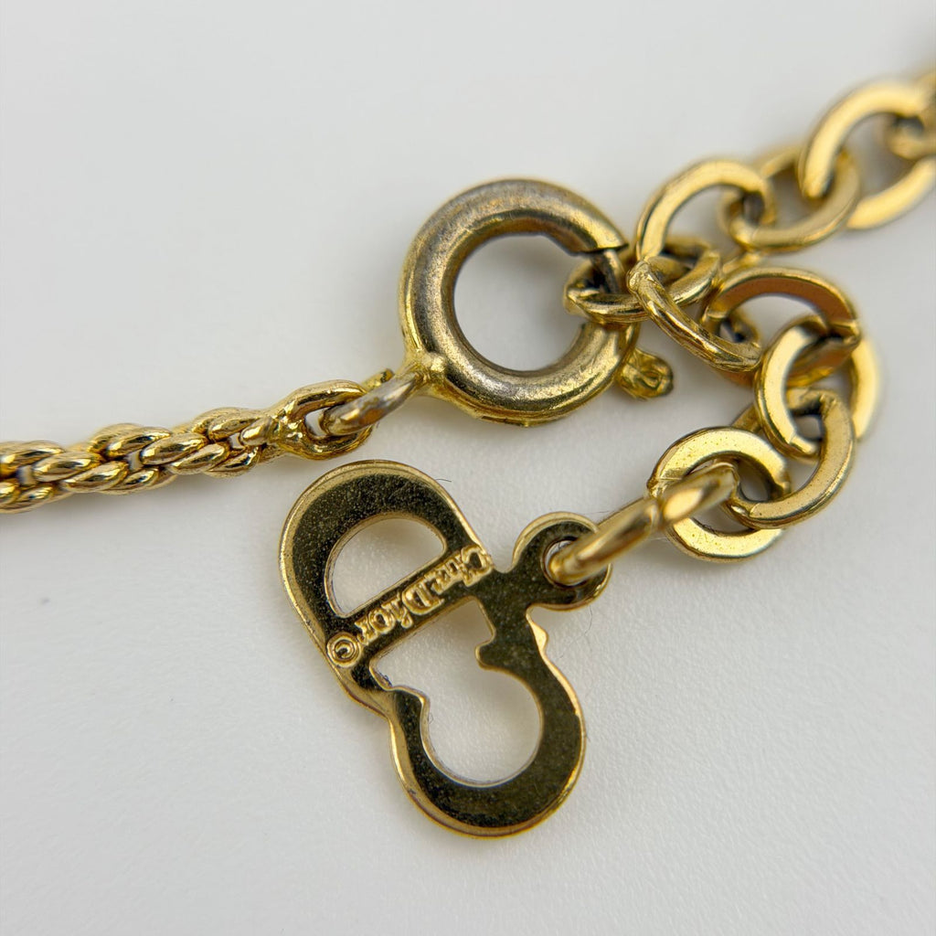 Dior CD Logo Necklace Plated Gold Vintage — view 9