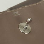 Hermes Lindy 34 Tote Shoulder Bag Swift Etoupe Gray Silver 2-Way Veau — view 8