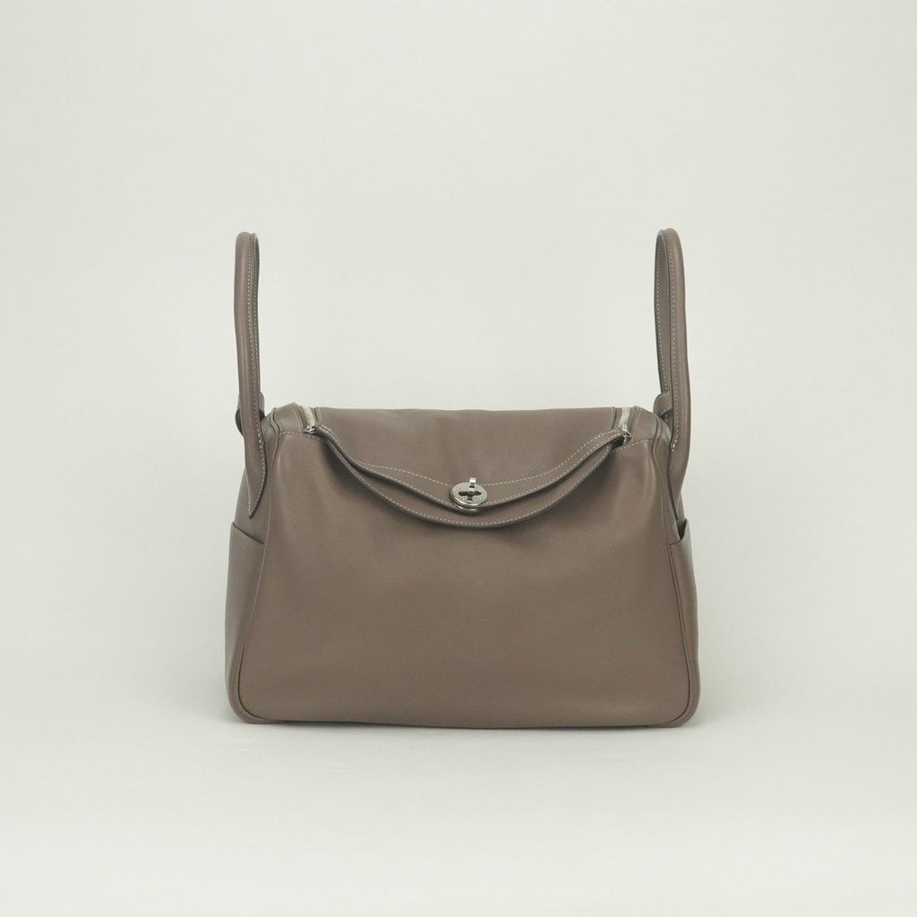 Hermes Lindy 34 Tote Shoulder Bag Swift Etoupe Gray Silver 2-Way Veau