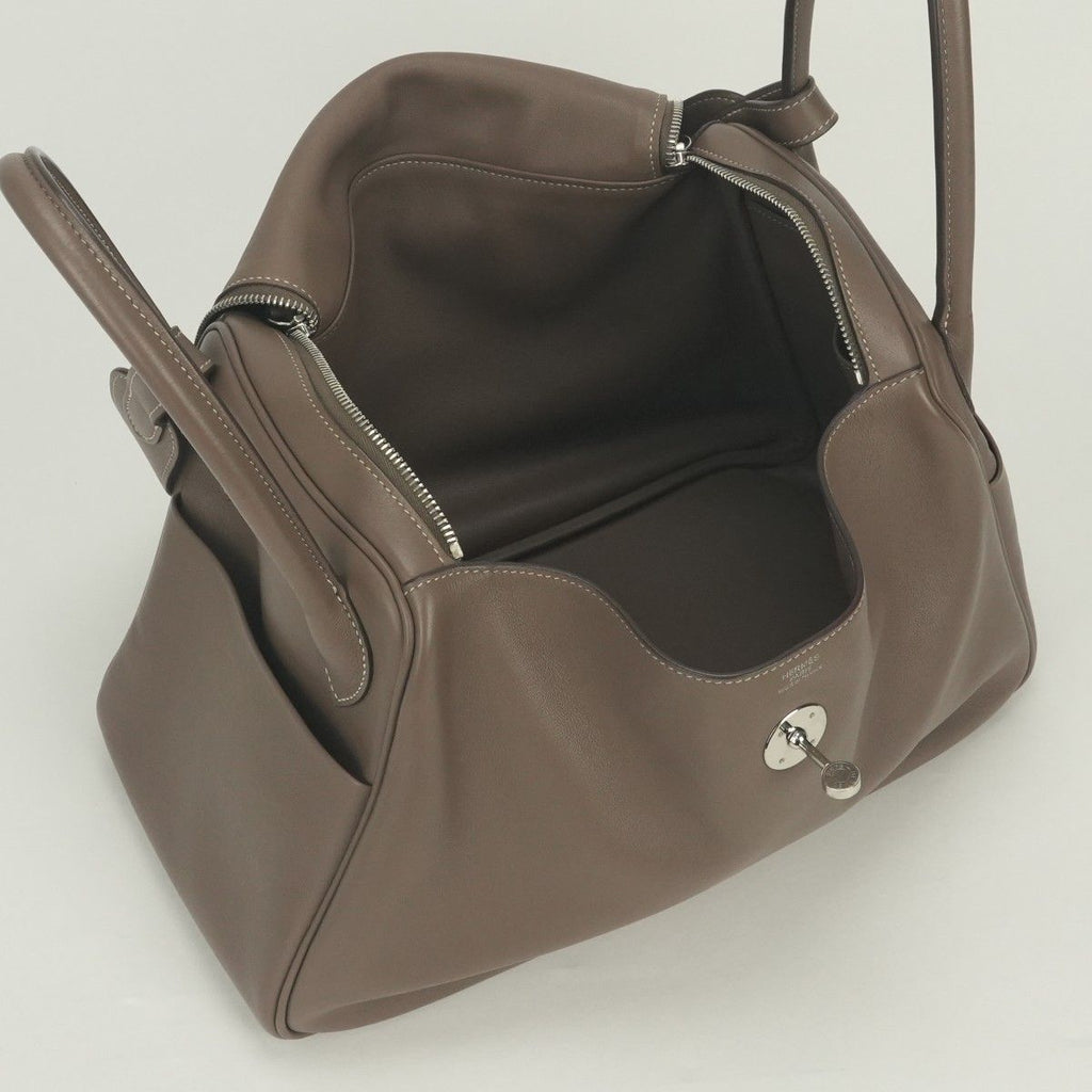 Hermes Lindy 34 Tote Shoulder Bag Swift Etoupe Gray Silver 2-Way Veau — view 9