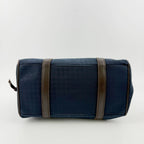 Bottega Veneta Intrecciato Mini Boston Handbag Canvas Leather Blue Brown Gold — view 8