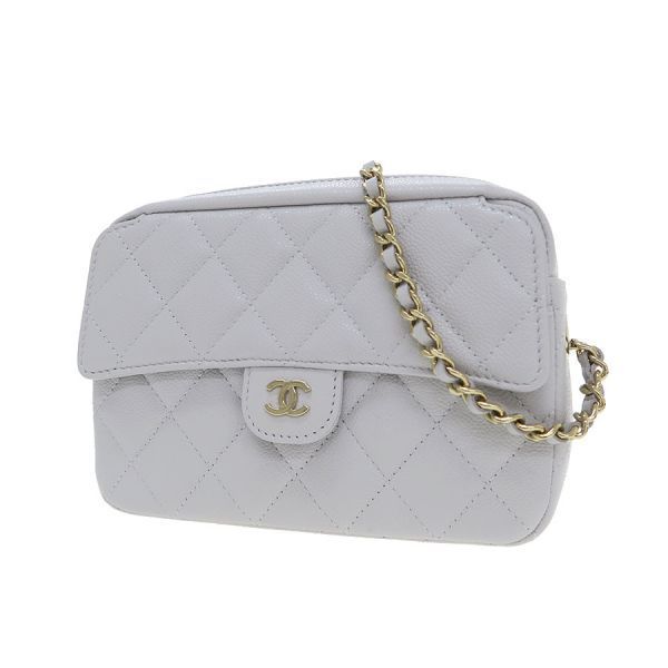Chanel Quilted Chain Shoulder Bag Gray