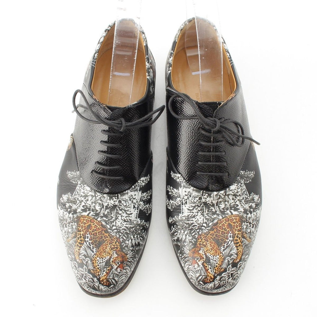 Hermes Leather Animal Pattern Equateur Print Shoes Black — view 2