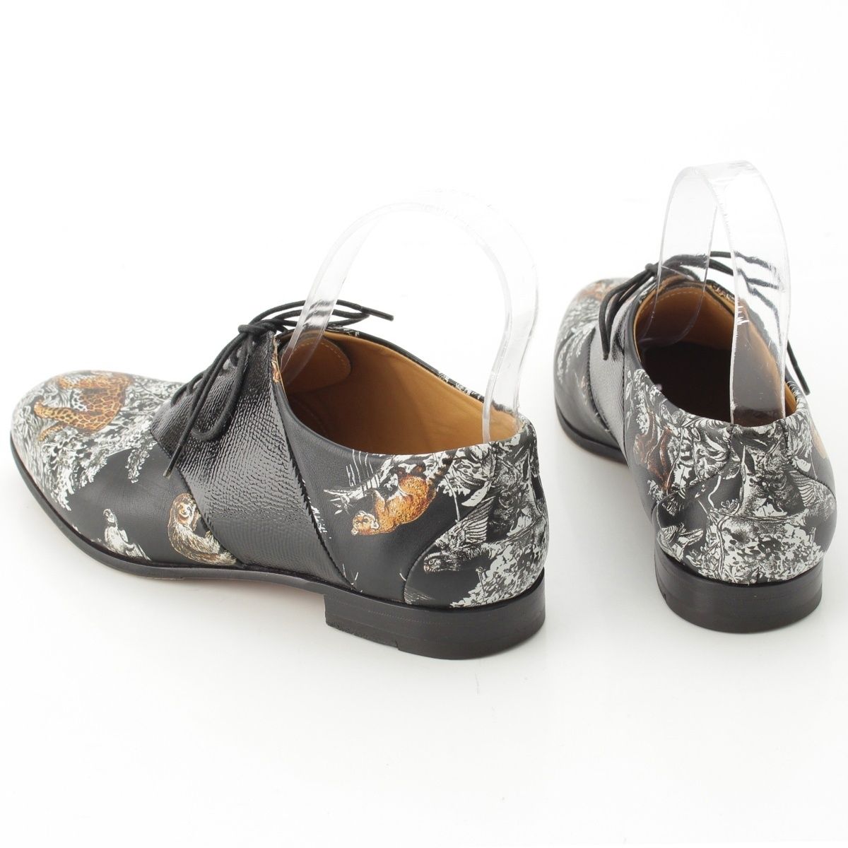 Hermes Leather Animal Pattern Equateur Print Shoes Black — view 4