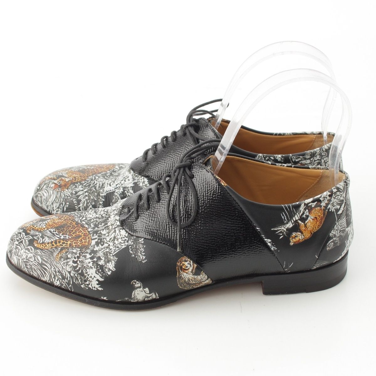 Hermes Leather Animal Pattern Equateur Print Shoes Black — view 3
