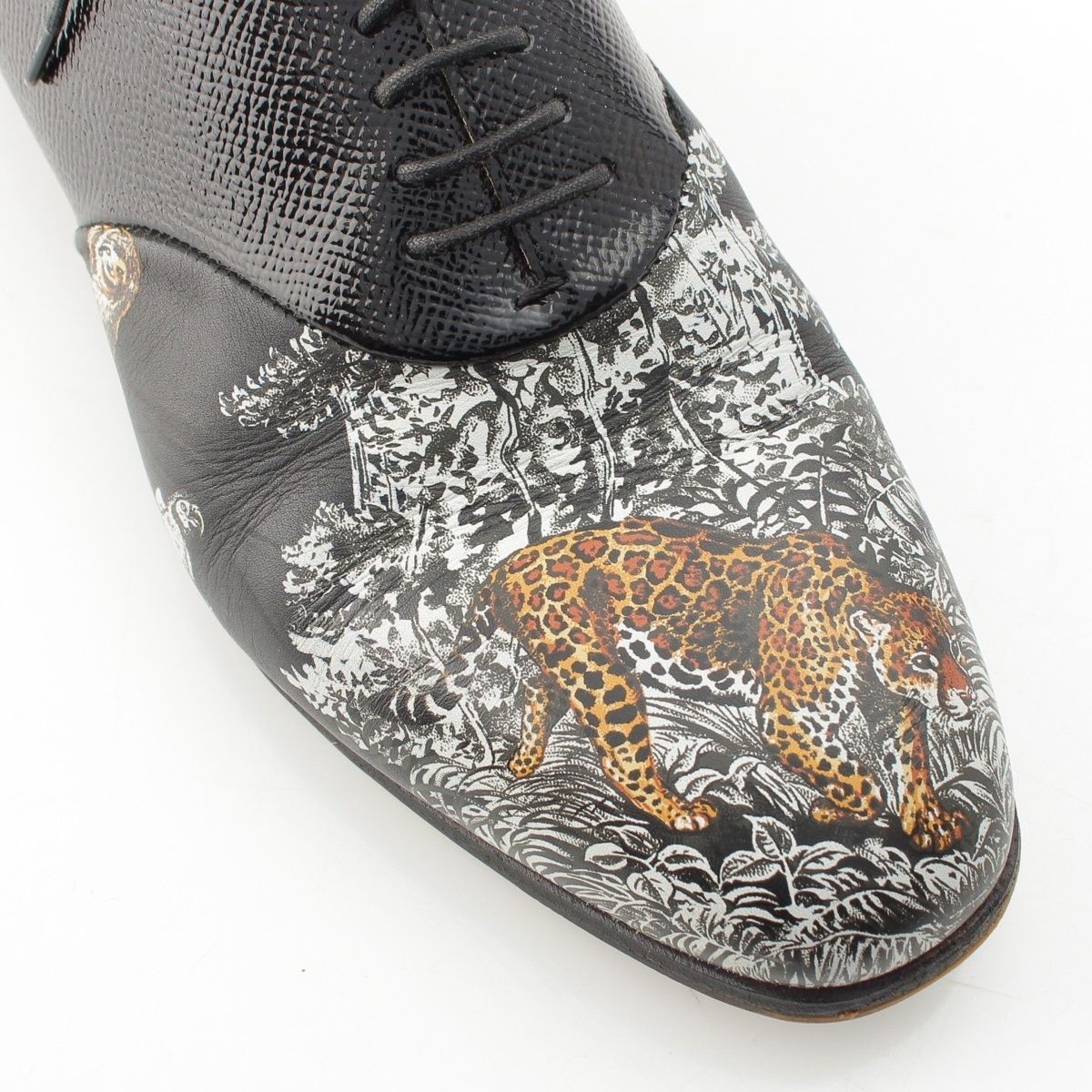 Hermes Leather Animal Pattern Equateur Print Shoes Black — view 6