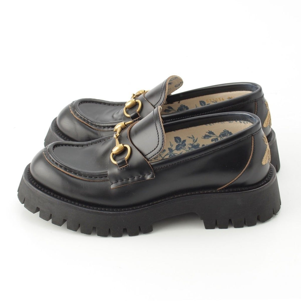 Gucci Leather Horsebit Bi Embroidery Loafers Shoes Black — view 3