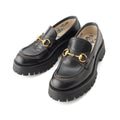 Gucci Leather Horsebit Bi Embroidery Loafers Shoes Black