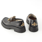 Gucci Leather Horsebit Bi Embroidery Loafers Shoes Black — view 4