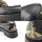 Gucci Leather Horsebit Bi Embroidery Loafers Shoes Black — view 9