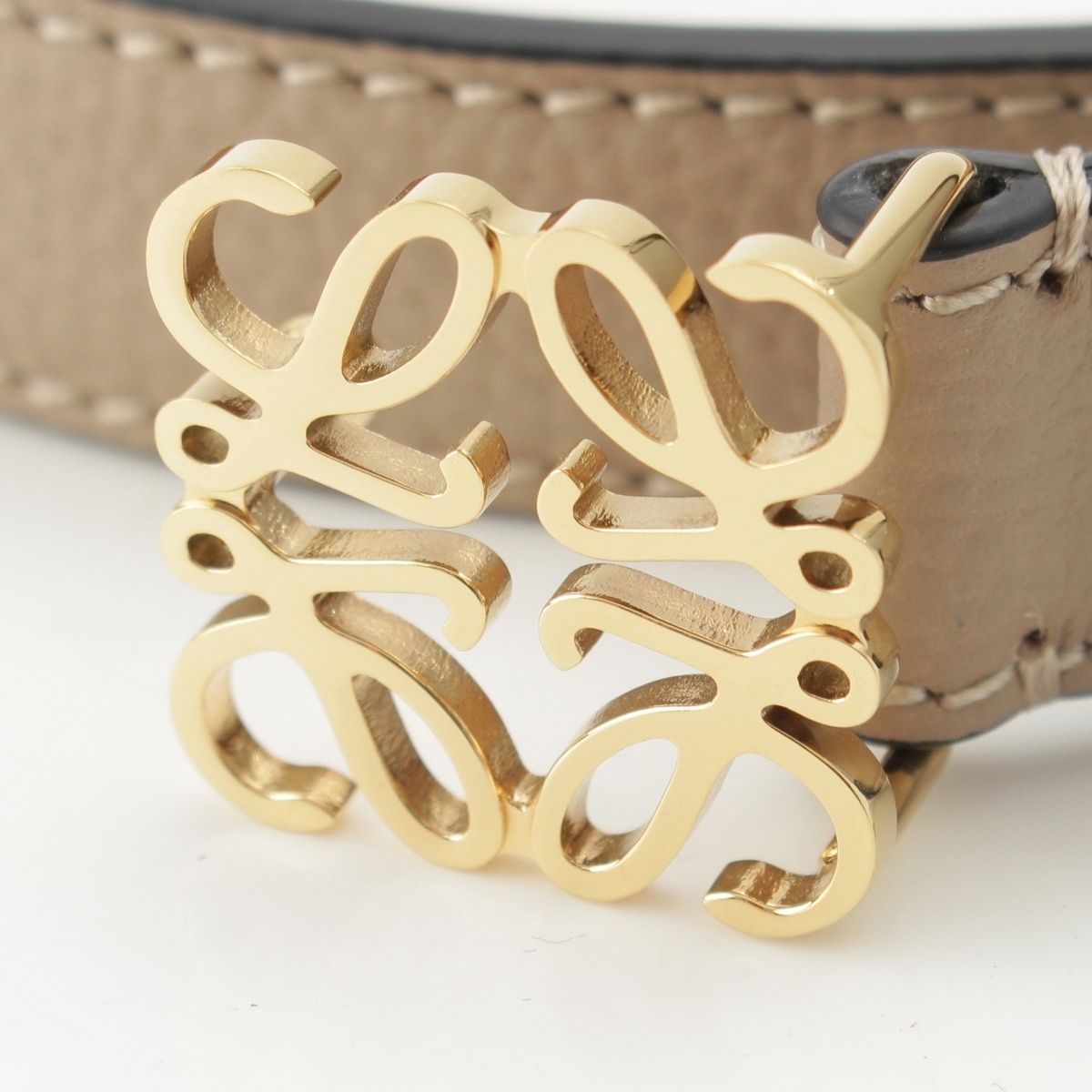 Loewe Anagram Buckle Belt Beige Gold 70 — view 3
