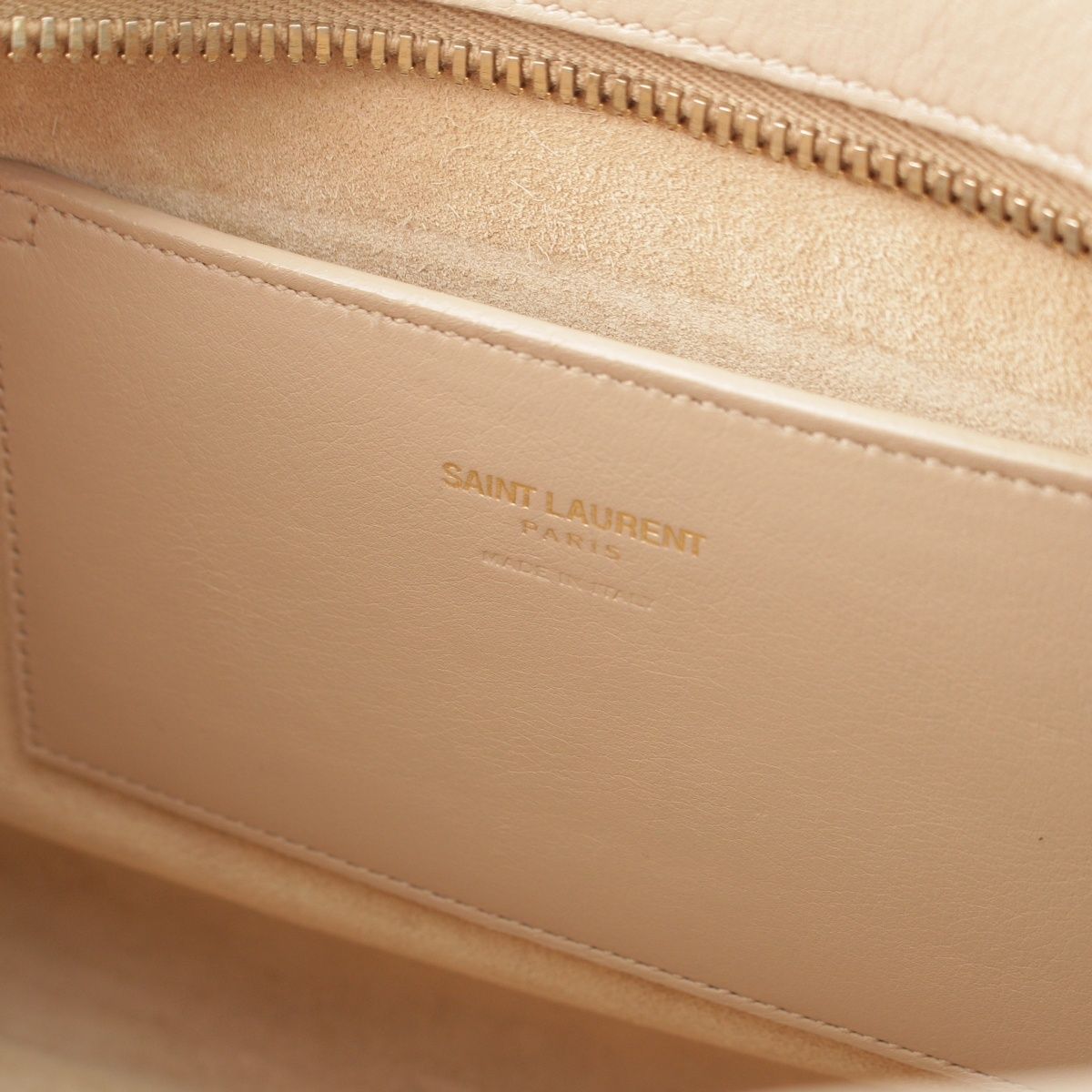 Saint Laurent Baby Cabas Leather 2-Way Shoulder Handbag Beige — view 7