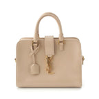Saint Laurent Baby Cabas Leather 2-Way Shoulder Handbag Beige