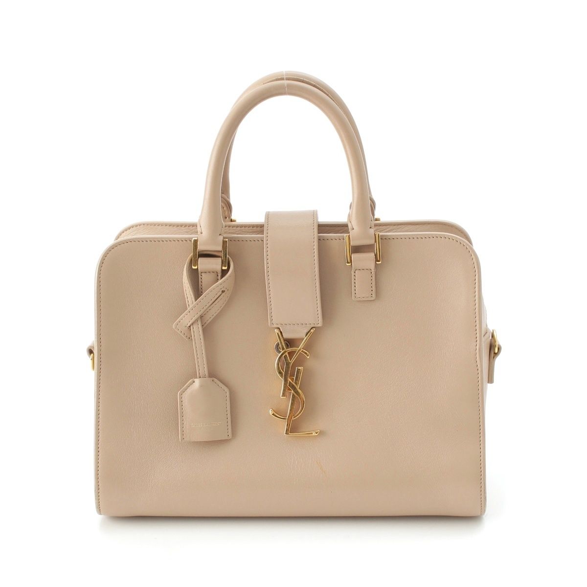 Saint Laurent Baby Cabas Leather 2-Way Shoulder Handbag Beige