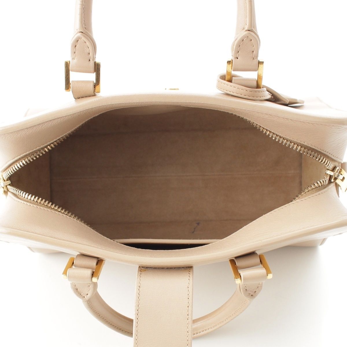 Saint Laurent Baby Cabas Leather 2-Way Shoulder Handbag Beige — view 6