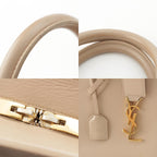 Saint Laurent Baby Cabas Leather 2-Way Shoulder Handbag Beige — view 8