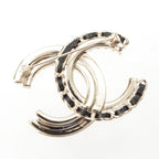 Chanel CC Logo Pearl Rhinestone Brooch Gold — view 2
