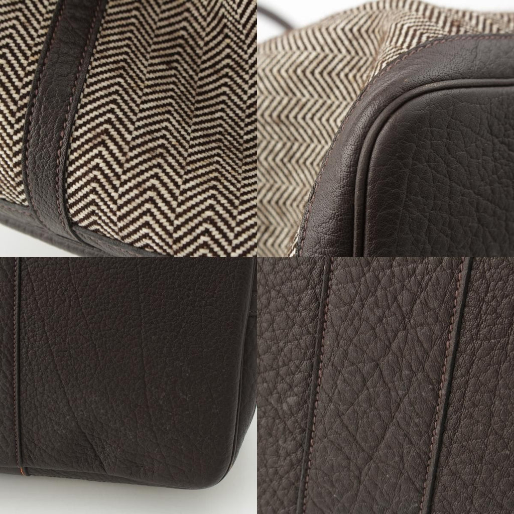Hermes Garden Party GM Toilet Blanc Negonda Herringbone Handbag Tote Ecru — view 9