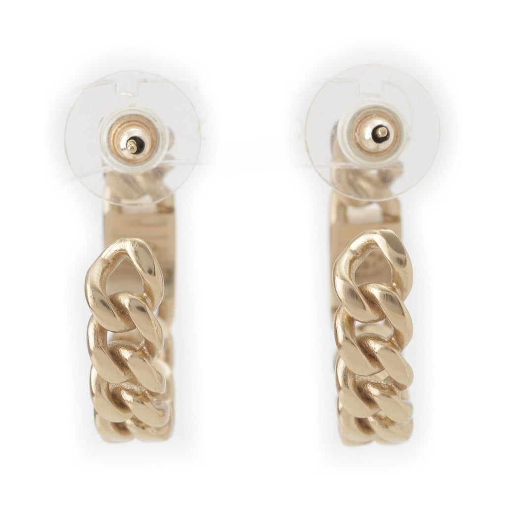 Chanel Chain Motif Hoop Earrings Gold — view 3