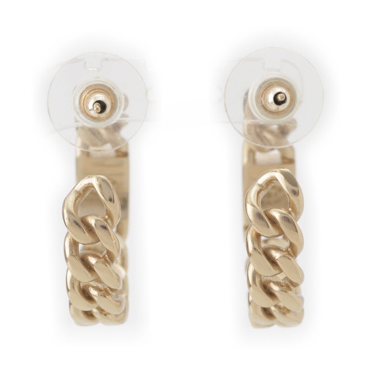 Chanel Chain Motif Hoop Earrings Gold — view 3